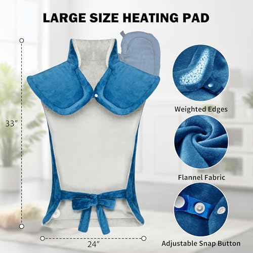 WUGE Comfort Gifts for Women Men, Heating Pad for Neck Shoulder and Back, Birthday Gift for Women Men, Large Weighted Heat Pad, ETL Certified, Blue