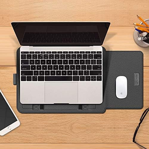 Laptop Sleeve 13-14" Case with Stand Compatible with Microsoft Surface Laptop 5/4/3/2 13.5", MacBook Air/Pro 13.3", PU Leather Sleeve for 15-16" Laptop Computers - Dark Green