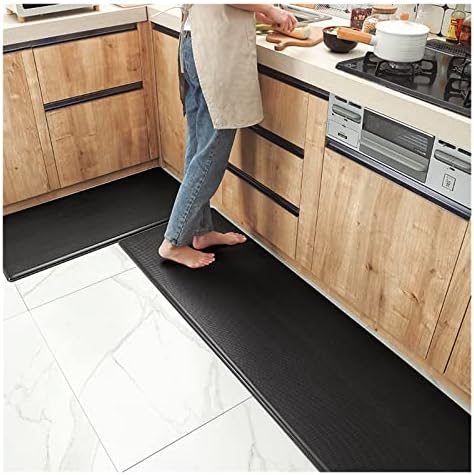 VXHCS 7/10" Extra Thick Anti Fatigue mats for Kitchen Floor, 19.7“x47.6 Standing Desk Mat Ergonomic Waterproof Mat, for Home, Office, Laundry, Black