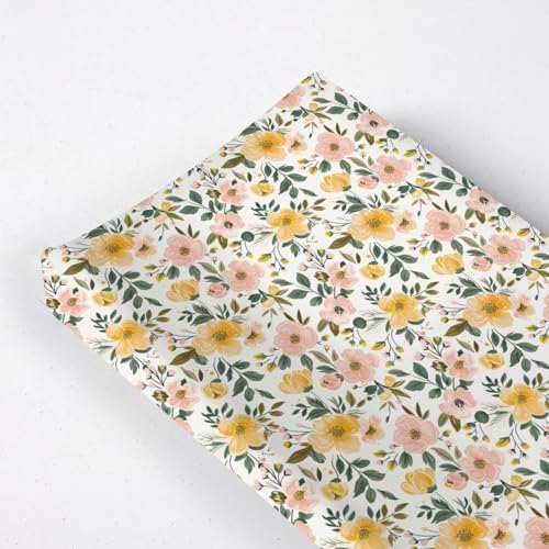 Spring Colorful Flowers Floral Leaves Baby Changing Pad Cover, Unisex Flowers Nursery Diaper Changing Table Pad Mat Sheet for Boys Girls-16x32