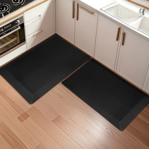 Tyrot Extra Thick Anti Fatigue Mat for Kitchen Floor, 20x32+20x32, Black