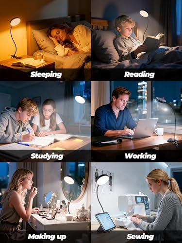 Clip on Light,10 RGB Colors+10 Brightness Small Desk Lamp with Clamp Light
