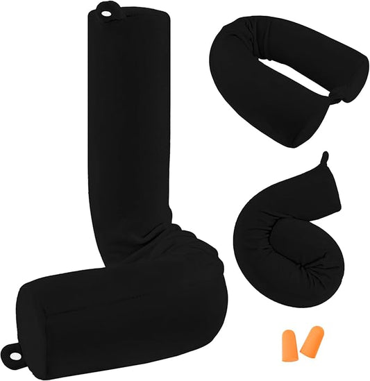 Twist Memory Foam Travel Pillow for Neck, Chin, Lumbar and Leg Support-for Travling on Airplane, Train, Bus or at Home-Adjustable, Bendable Roll Pillow with Washable Soft Cover
