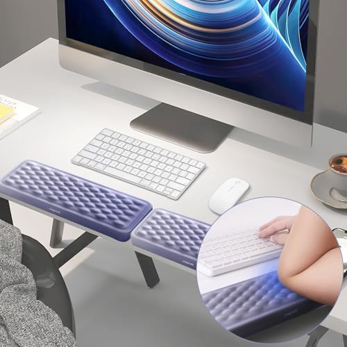 MOSISO 2 Pcs Arm Rest for Desk, L-Shaped Desk Elbow Pad for Desk, Purple