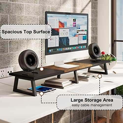 TEAMIX 42 inch Large Dual Monitor Riser, Desk Organizer Stand for TV Laptop