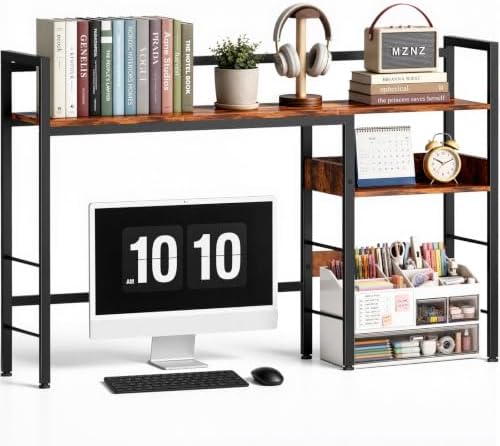 Desk Shelf, 44.9" Desk Hutch for Computer Monitor, Rustic Brown