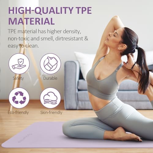 Gruper Yoga Mat Non Slip, Anti-Tear Workout Mat with Carrying Strap and Bag