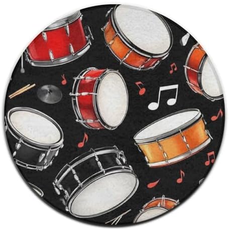 Circular Rugs Large Modern Round Area Rug Fashion Decor Mat for Home Office Black Drum Kit