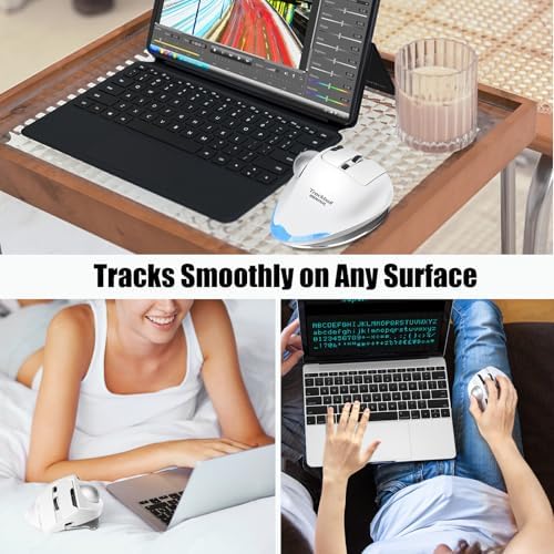 TRELC Wireless Trackball Mouse, Ergonomic Rollerball Mouse with 4800 DPI/7 Programmable Buttons, Thumb Control Mice, Rechargeable Optical Mouse for 3 Devices, for Windows, PC, Laptop, Tablet (White)