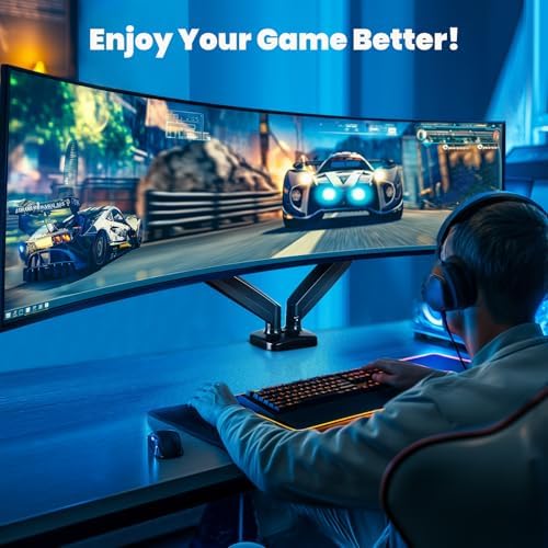 OLIXIS Dual Monitor Mount for Desk, Gas Spring Monitor Arm for 2 Monitors Max 32 Inches, Fully Adjustable Double VESA Mount with C-Clamp/Grommet Base, Holds Screen 17.6 lbs