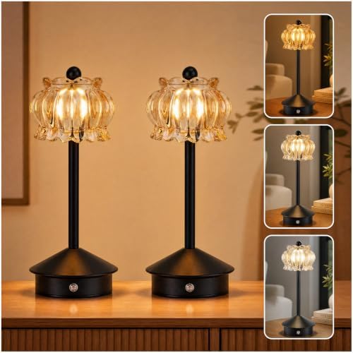 Rechargeable Cordless Table Lamp of 2,Portable LED Desk Lamps,Gold
