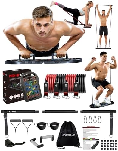 HOTWAVE Push Up Board, Portable PushUp Board, Foldable 20 in 1 Push Up Bar
