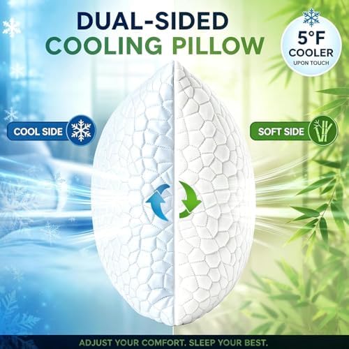 Cooling Bed Pillows for Sleeping 1 Pack Shredded Memory Foam Pillows Adjustable Cool Pillow