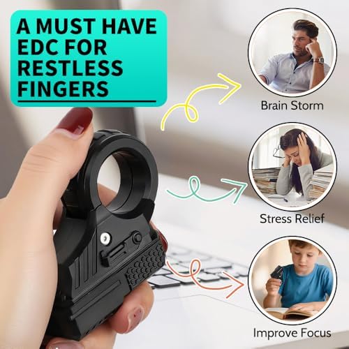 Fidget Spinner Toy Adults & Teen Plastic Fidgets Magnetic Slider Spinner Chain Ring Cool Gadget Roller Office Desk Toy 5 in 1 Stress Relief Sensory Item for Autism ADHD Anxiety Stocking Stuffers Men