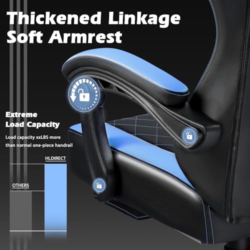 PUKAMI Gaming Chair with Footrest,Ergonomic Gamer Chair for Adults, Racing Style Reclining Computer Game Chair with Headrest and Lumbar Support (Cyan)