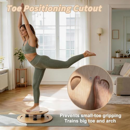 Wooden Balance Board – 400 lbs Capacity 360° Dynamic Spring Rebound Wobble Board Exercise Equipment Balance Trainer for Adults Kids Core Strengthening Standing Desk Physical Therapy Surf Training Home Workout