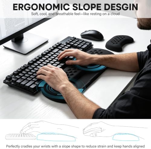 JIKIOU Wrist Rest for Keyboard and Mouse, Soft Memory Foam Wrist Rest Black