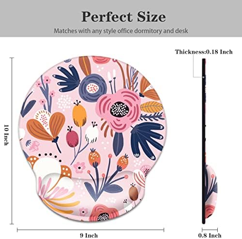 Floral Ergonomic Mouse Pad with Wrist Support, Cute Premium-Textured Mouse Mat for Wireless Mouse, Non-Slip Rubber Base, Comfortable Desk Accessories for Laptop, Office, Home, Game, Pink