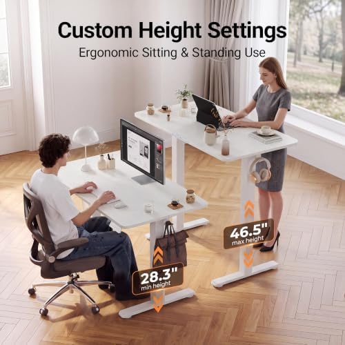 Claiks 40 x 24 Inch Super White Electric Standing Desk
