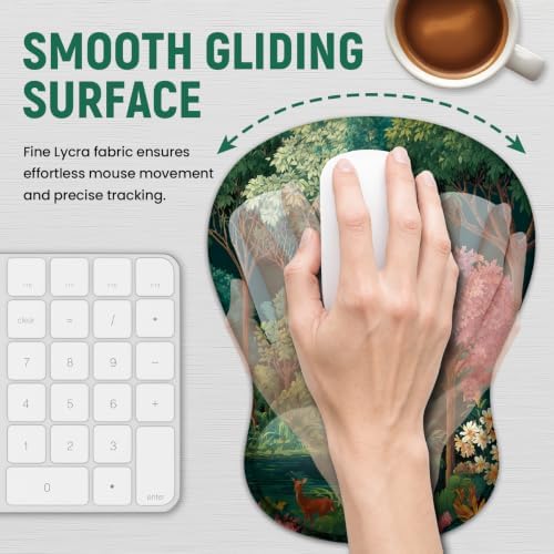 Ergonomic Mouse Pad with Wrist Rest, Gel Wrist Support, Forest