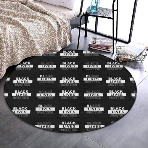 Soft Round Yoga Carpet, Office Chair Decor Round Mat for Carpet and Hardwood Floors Black Lives, 24inch