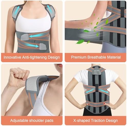 AIDY-PRO Full Back Brace Posture Corrector for Men And Women, Upper Back Support Brace Straightener Adjustable Shoulder Posture Corrector for Women Neck Hump, Hunchback, Thoracic, Spine Correctors M