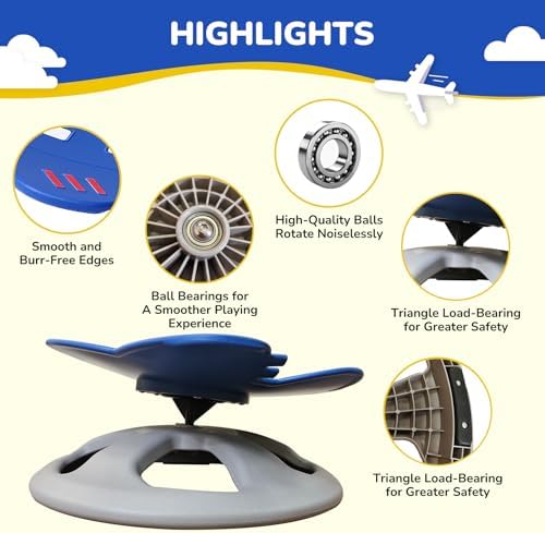 BABAMU Spinning Chair for Autistic Kids, Sensory Swivel Chair, 220LBS Weight Capacity, Autism Sensory Products, Autism Toys, Sensory Toy (Blue, AIEPLANE)