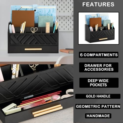 Desk Organizer with Drawer, Countertop Bill Mail Organizer and File Storage