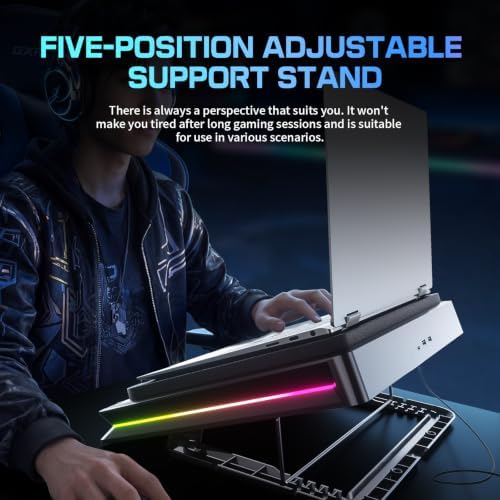 D16 15.6"-19" Gaming Laptop Cooling Pad, USB-A, RGB, Black - 3 Packs