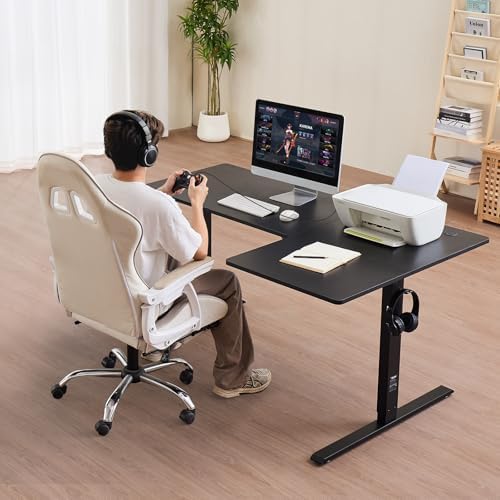 VEVOR Electric L Shaped Standing Desk 63"x39", 3 Memory Height Adjustable, Dual Motor Corner Sit Stand Up Desk with 2 Hooks, Heavy Duty Carbon Steel Computer Table Workstation, Easy to Assemble, Black