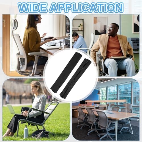 PATIKIL 22x4.3 in Office Chair Armrest Covers, 2 Pair Office Chair Arm Covers Long Computer Chairs Arm Rest Cover with Zipper Removable Rest Slipcover Hand Rest Protector, Black