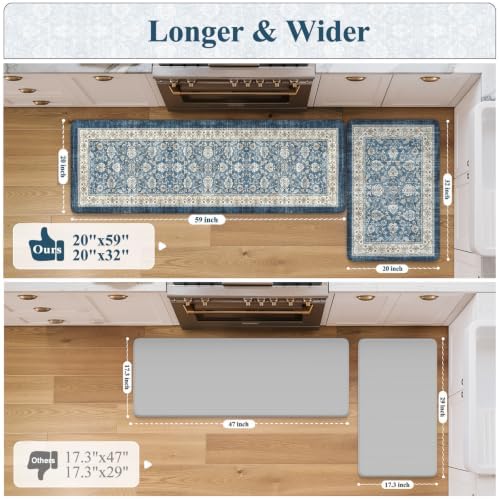 KIMODE Anti Fatigue Kitchen Mats for Floor,Farmhouse Kitchen Runner Rugs