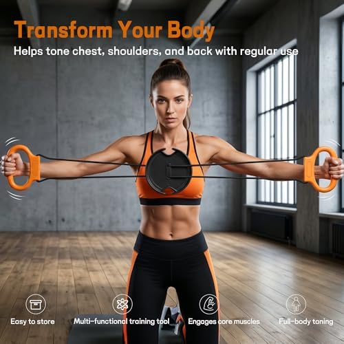 Portable Chest Expander and Upper Body Workout Equipment, Adjustable Resistance Band with Twisting Tension Dial, Arm Exerciser and Chest Fly Machine for Home Gym Strength Training