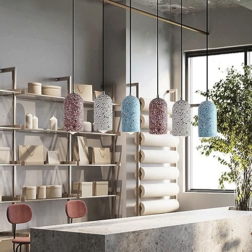 Concrete Industrial Style Light,E27 Base Single-Head Chandelier,Creative Colored Cement Little Hanging Lamp,Front Desk Ckitchen Island Decorative Lighting Fixtures/Blue