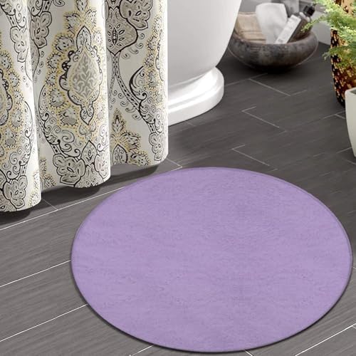 Room Sofa Yoga Soft Round Carpet, Home Decor Non Slip Kitchen Office Circle Rug, Machine Washable Modern Round Area Rug Purple, 36inch