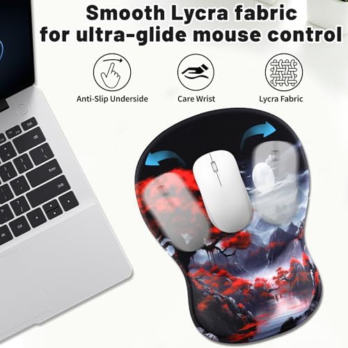Ergonomic Mouse Pad with Wrist Rest - Gel Wrist Support Mousepad with Non-Slip PU Base for Computer, Laptop, Office & Home