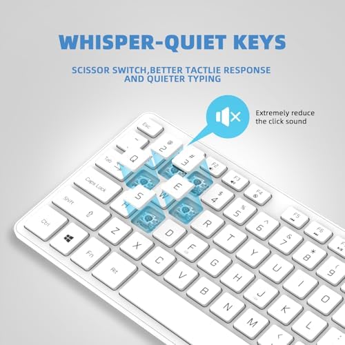 Wired USB Keyboard, Comfortable Quiet Chocolate Keys, Durable Ultra-Slim Computer Keyboard Wired(QWERTY) for PC, Windows 11/10/8/7/XP/Vista KB1430 (White, Wired Keyboard for Windows)