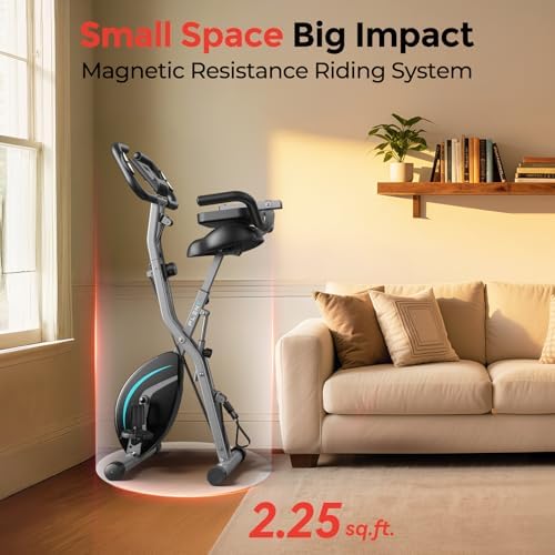 PLENY Folding Exercise Bike, 5 IN 1 Indoor Stationary Bikes for Home