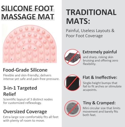 Silicone Foot Massage Acupressure Mat with Reflexology Points 30'' x 18''