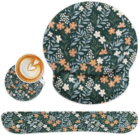 Britimes Ergonomic Mouse Pad Set with Wrist Rest, Floral Wildflower