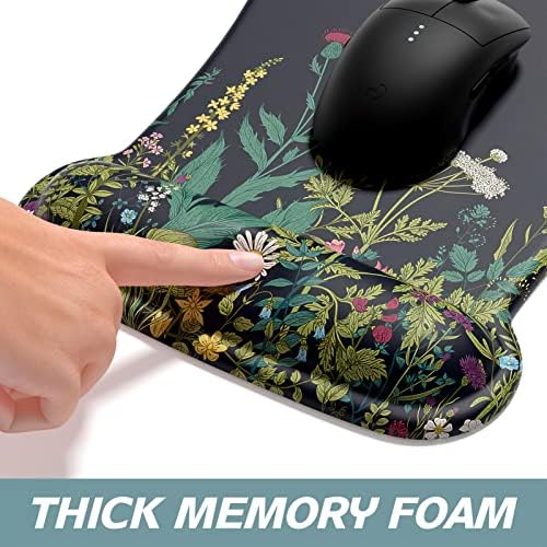 ITNRSIIET Mouse Pad Wrist Support Keyboard Wrist Rest Pad Ergonomic Mousepad Non-Slip Memory Foam Keyboard Pad Easy Typing Pain Relief Perfect for PC Laptop Gaming Office, Weeds
