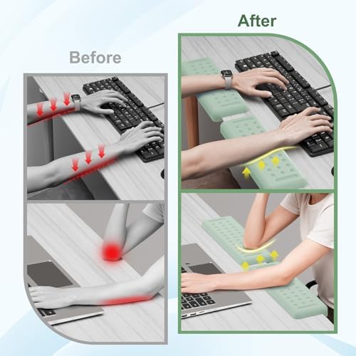 Leolee L-Shaped Desk Elbow Pads for Desk, Pale Green Memory Foam Arm Rest