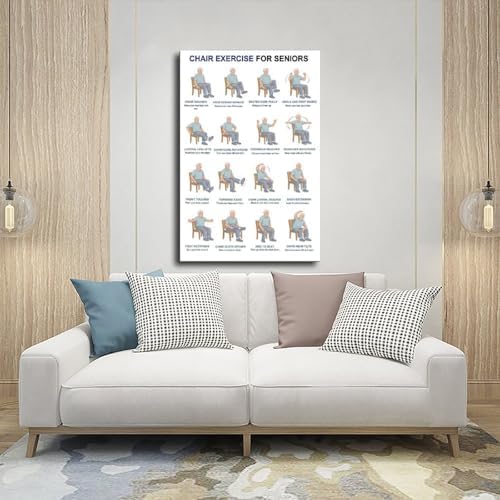 Printable Chair Exercises for Seniorss Chair Exercises for The Elderly Exercise Chart Seniors Canvas Poster Wall Art for Living Room Bedroom Decor Unframe 12x18inch