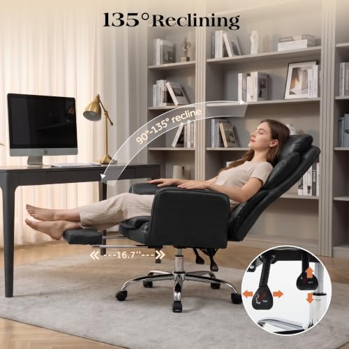 Big and Tall Executive Criss Cross Office Chair with Footrest Flip Armrest