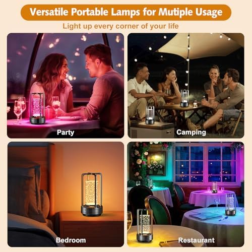 Portable Table Lamp for Outdoor Indoor Cordless Lamp with 10 RGB Colors