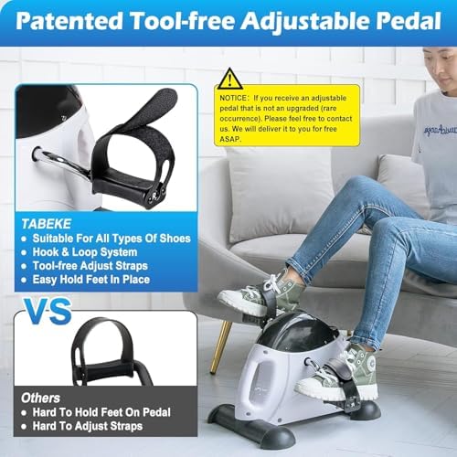 TABEKE Under Desk Bike Pedal Exerciser - Mini Exercise Bike for Arm/Leg Exercise, Pedal Exerciser for Seniors with LCD Display 26814(White)
