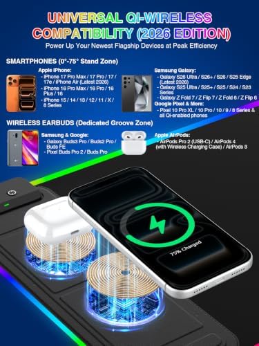 RGB Mouse Pad with Foldable Phone Stand Wireless Charger, 31.5"x11.8" XL Gaming Mousepad Large Desk Mat, Desk Pad with 11 Colors 5 Modes, Waterproof