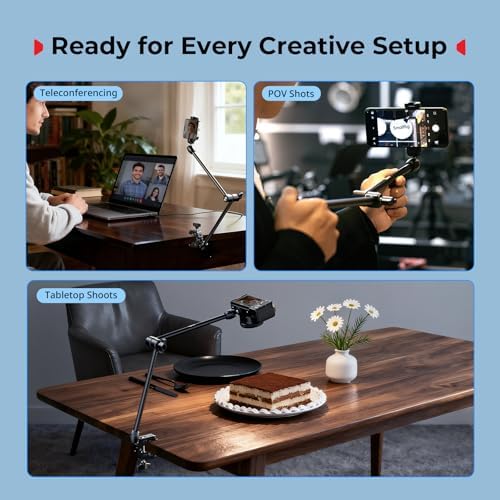 SMALLRIG Desktop Magic Arm Support with Super Clamp Kit, Phone Mount Clamp