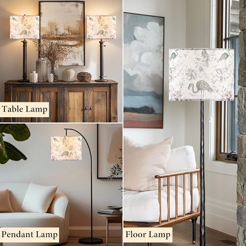 GO&SO Lamp Shades Set of 2,16" D x 10" H,Blue Flamingo,Large Drum