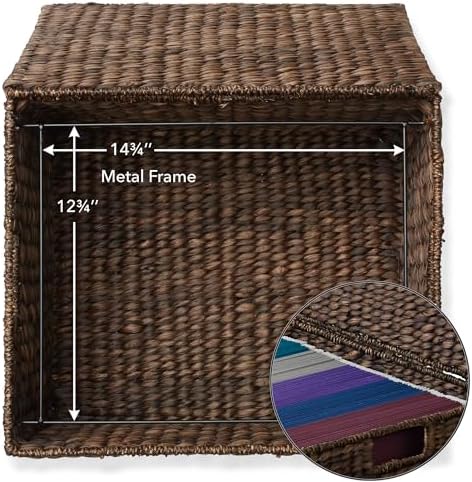 Casafield Rolling Filing Cabinet, Espresso Dark Brown - Water Hyacinth File Organizer with Lid and Wheels, Home Office Storage for Hanging Folders